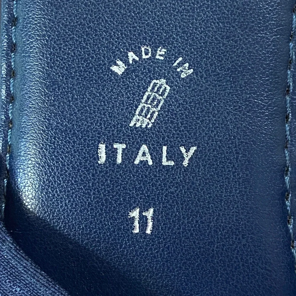 Italian Shoemakers Navy Blue Wedge‎ Sandals Knotted Strap Slides Womens 11 Italy
